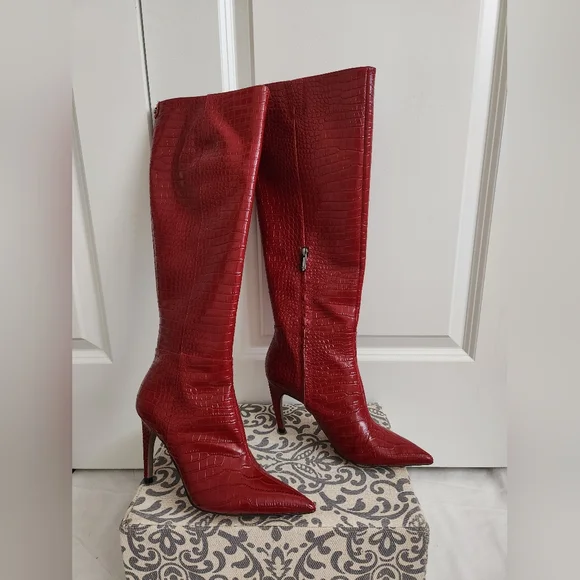 Sam Edelman Fraya Croc-Embossed Knee High Boots - Picture 8 of 8